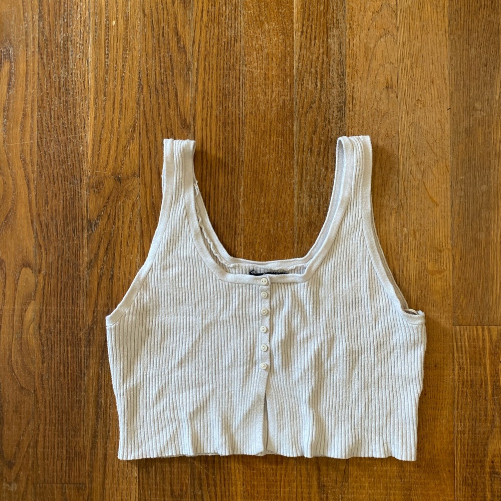 Kendall & Kylie Cream Sleeveless Sweater Crop Top